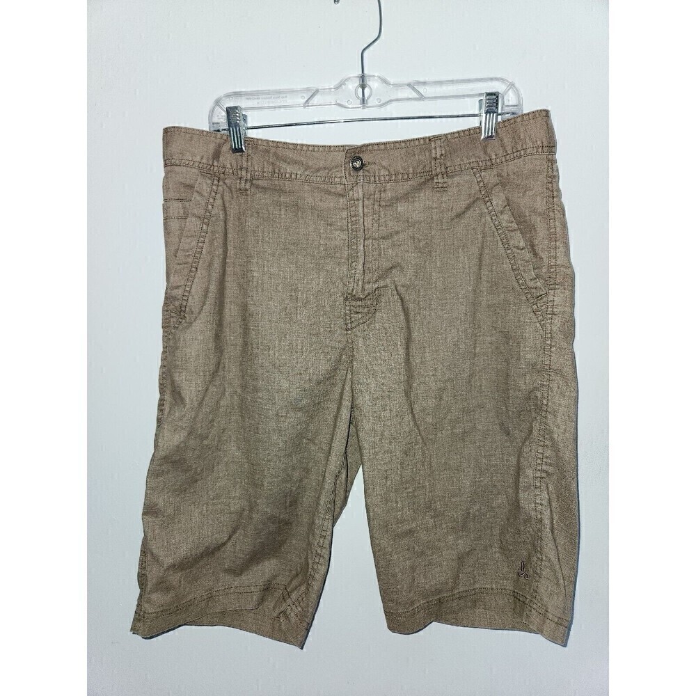 Prana Shorts Hemp Blend Adult 34 35 Brown Chinos Outdoors Hiking Camp Furrow 11"